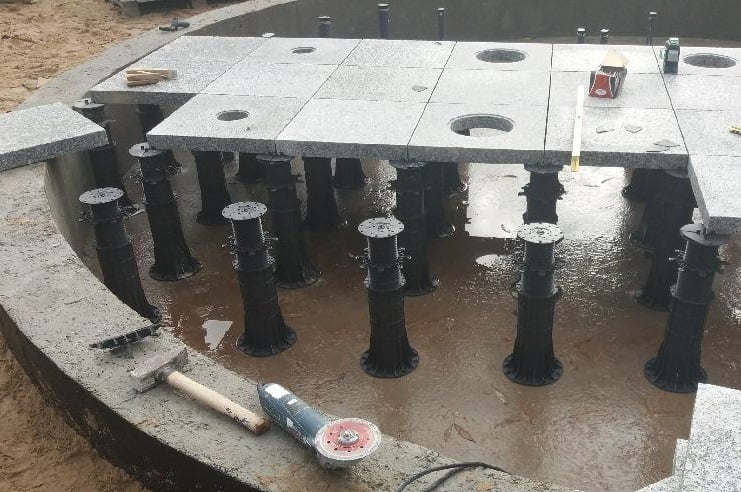 stable bases for setting the adjustable pedestals for the fountains