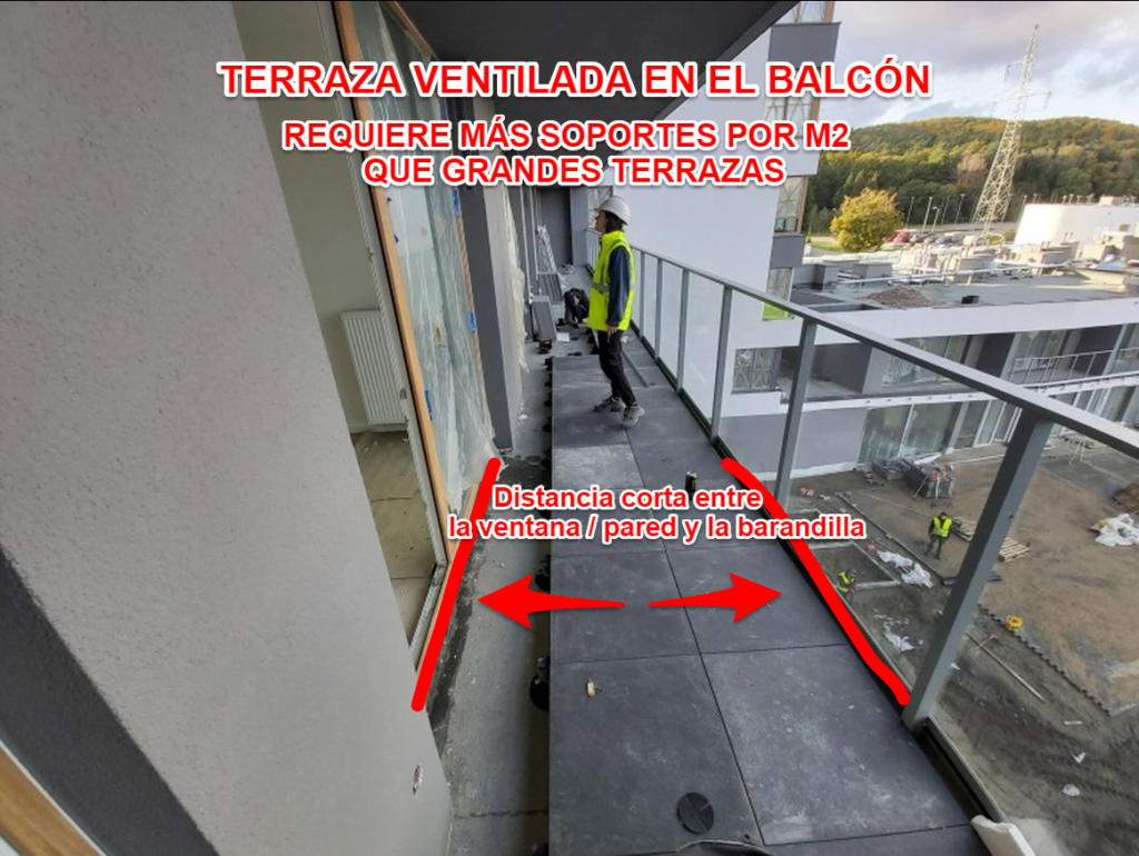 una terraza ventilada en el balcón aumenta la necesidad de soportes