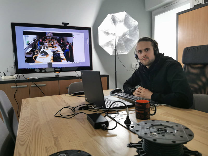 photo of online meeting in conference room in DD Group Gdańsk